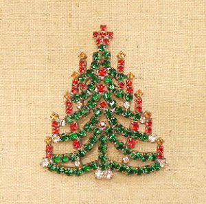 画像1: クリスマスツリー　ブローチ　Ｓ (1)